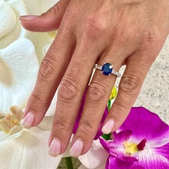 Natural Sapphire Diamond Ring 14k W Gold 3 TCW Certified