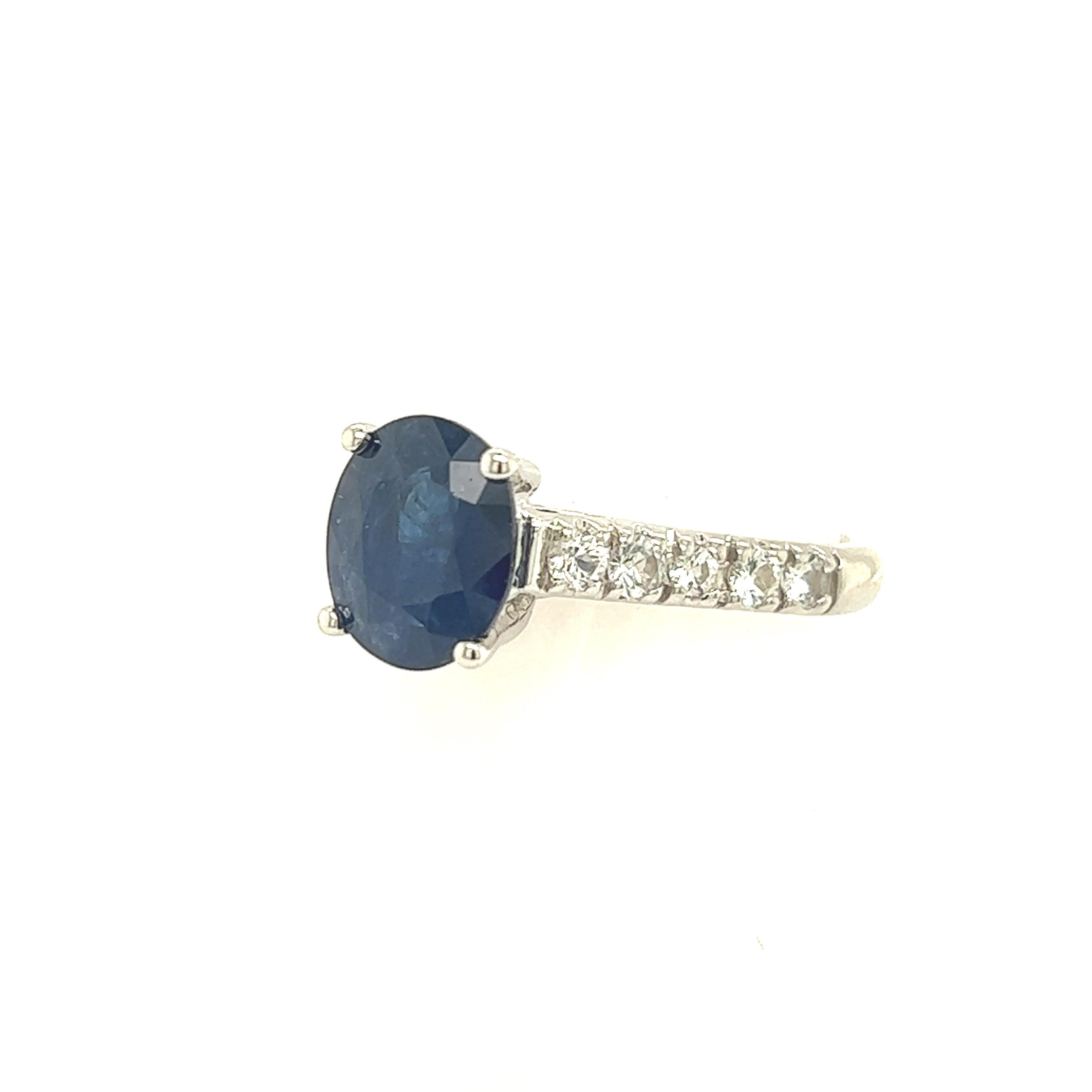 Natural Sapphire Diamond Ring 14k W Gold 3 TCW Certified For Sale 1