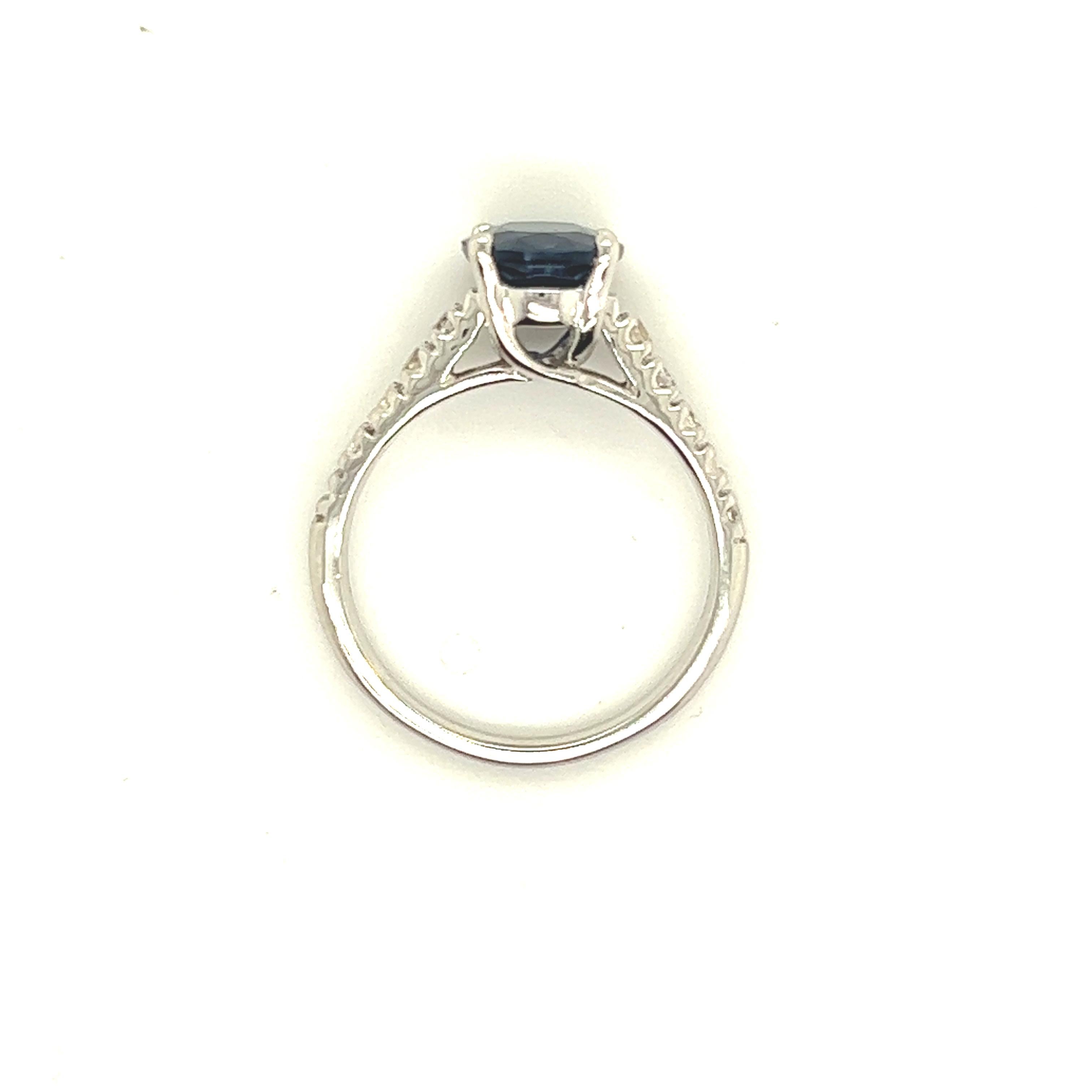 Natural Sapphire Diamond Ring 14k W Gold 3 TCW Certified For Sale 3