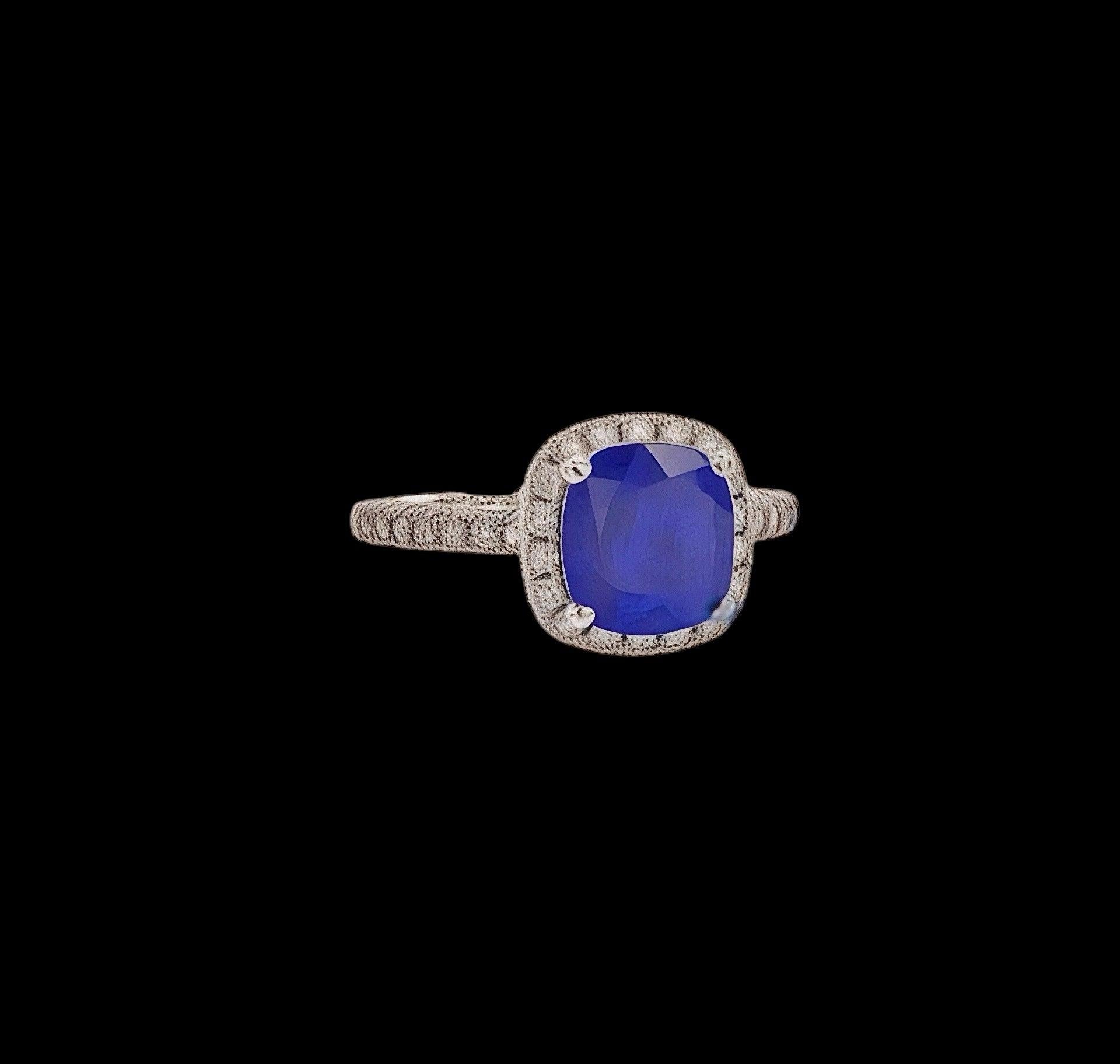 Bague en or blanc 14 carats avec saphir naturel certifié 2,51 carats, taille 7 en vente 2