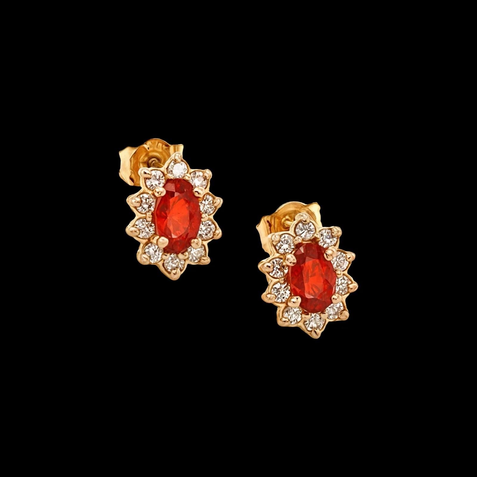 Clous d'oreilles en or 14 carats avec saphir naturel et diamant certifié 0,80 TCW Neuf - En vente à Brooklyn, NY