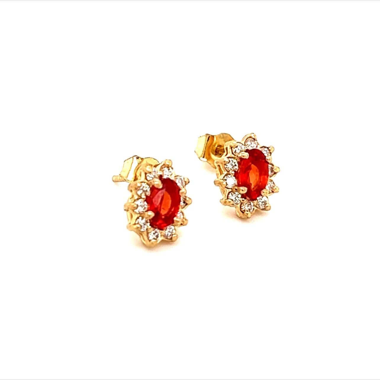 Clous d'oreilles en or 14 carats avec saphir naturel et diamant certifié 0,80 TCW Pour femmes en vente