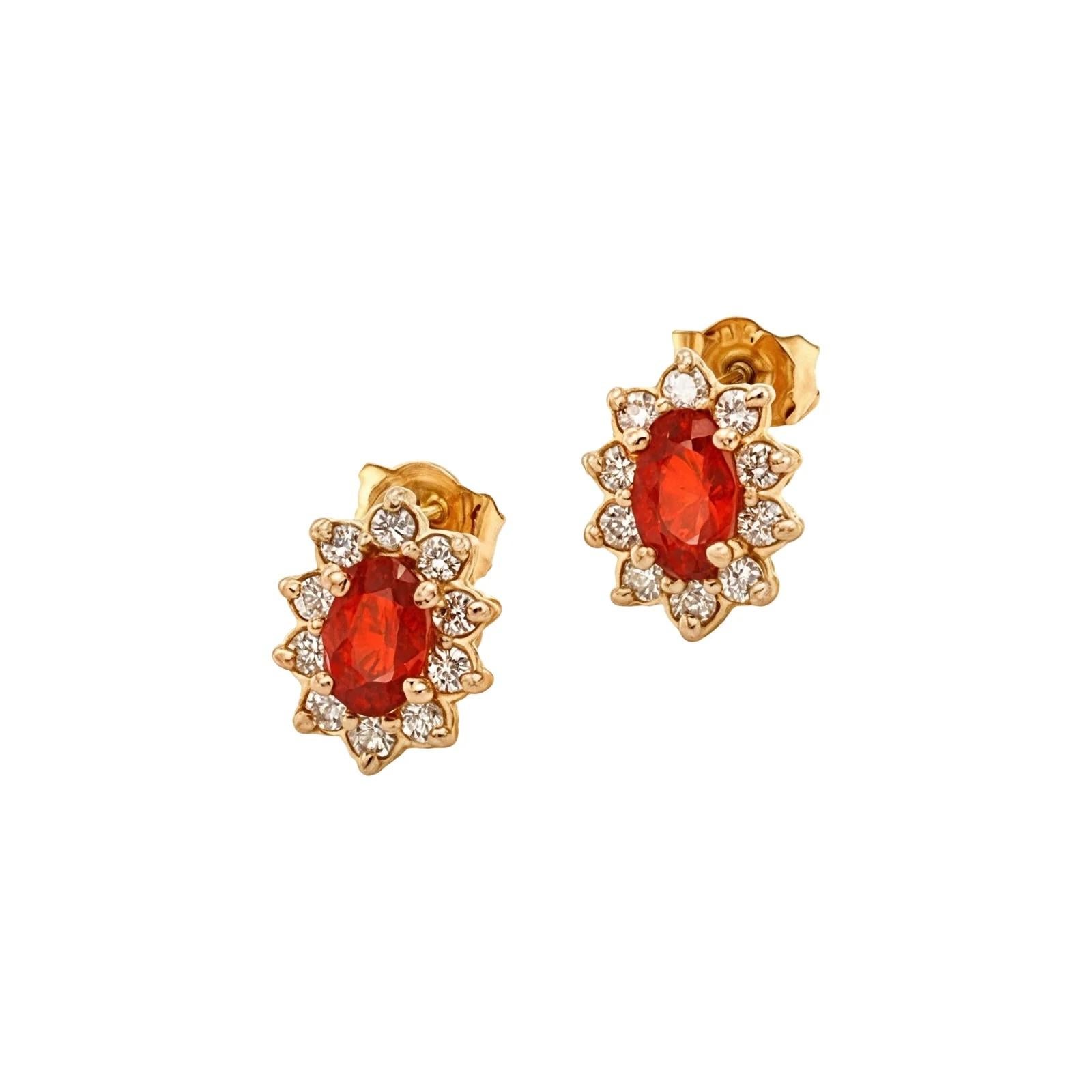 Clous d'oreilles en or 14 carats avec saphir naturel et diamant certifié 0,80 TCW en vente 3