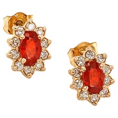 Clous d'oreilles en or 14 carats avec saphir naturel et diamant certifié 0,80 TCW
