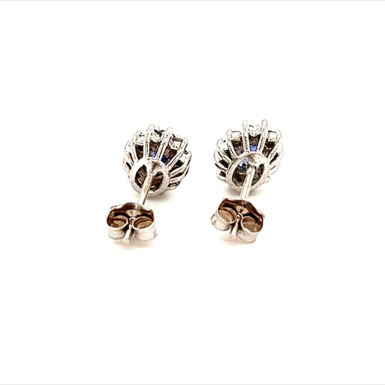 Clous d'oreilles en or 14 carats avec saphir naturel et diamants certifiés TCW de 0,90 carat Pour femmes en vente