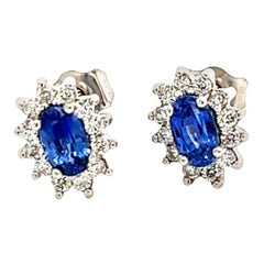 Orecchini con zaffiro naturale e diamante in oro 14k 0,90 TCW certificati