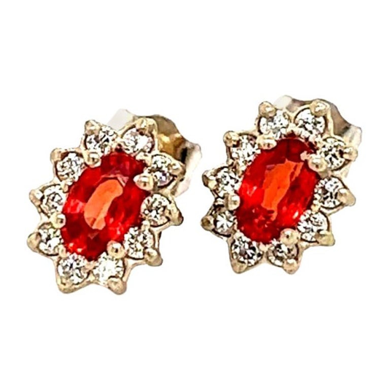 Natural Sapphire Diamond Stud Earrings 14k Gold 0.90 TCW Certified