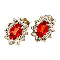 Ohrstecker mit natürlichem Saphir und Diamant 14k Gold 0,90 TCW zertifiziert