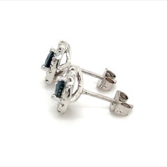 Clous d'oreilles en or 14 carats avec saphirs naturels et diamants certifiés TCW de 1,09 carat