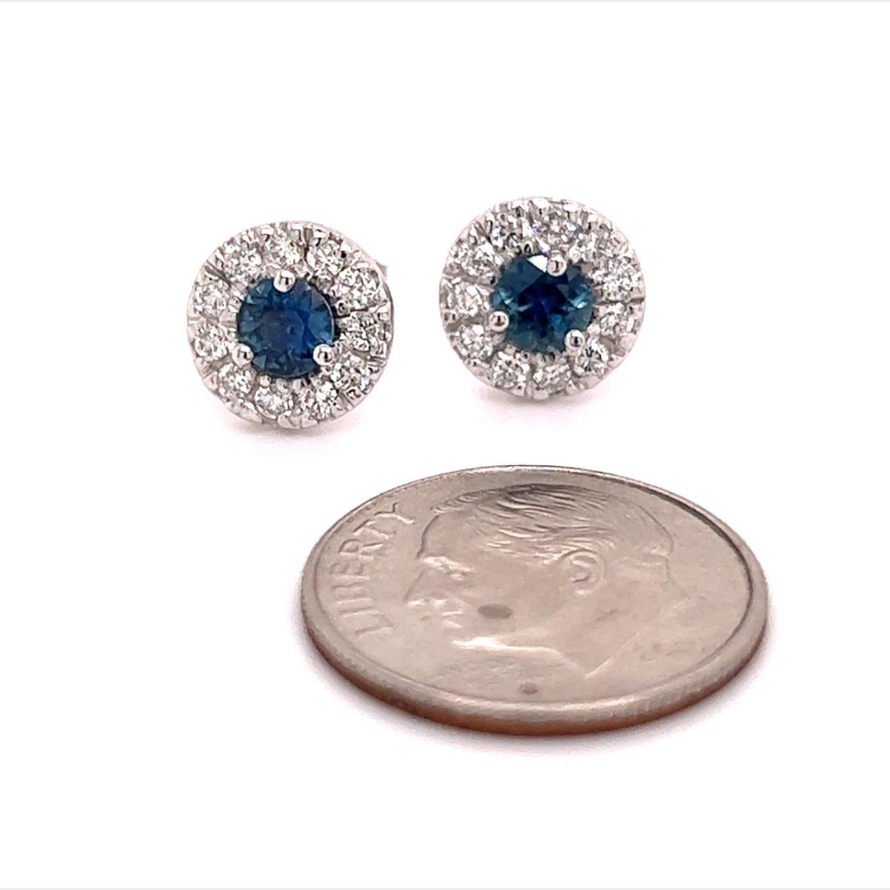 Natural Sapphire Diamond Stud Earrings 14k Gold 1.09 TCW Certified In New Condition For Sale In Brooklyn, NY