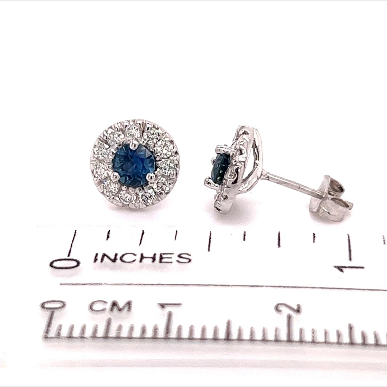 Women's Natural Sapphire Diamond Stud Earrings 14k Gold 1.09 TCW Certified For Sale