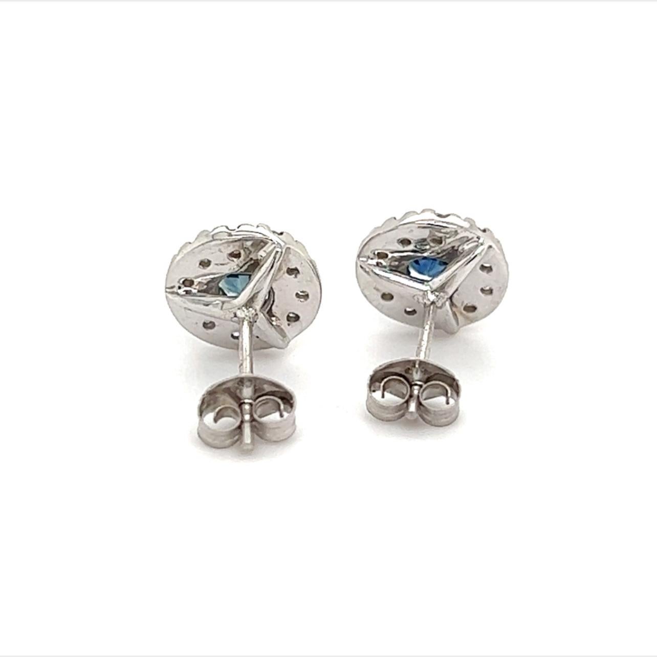 Natural Sapphire Diamond Stud Earrings 14k Gold 1.09 TCW Certified For Sale 1