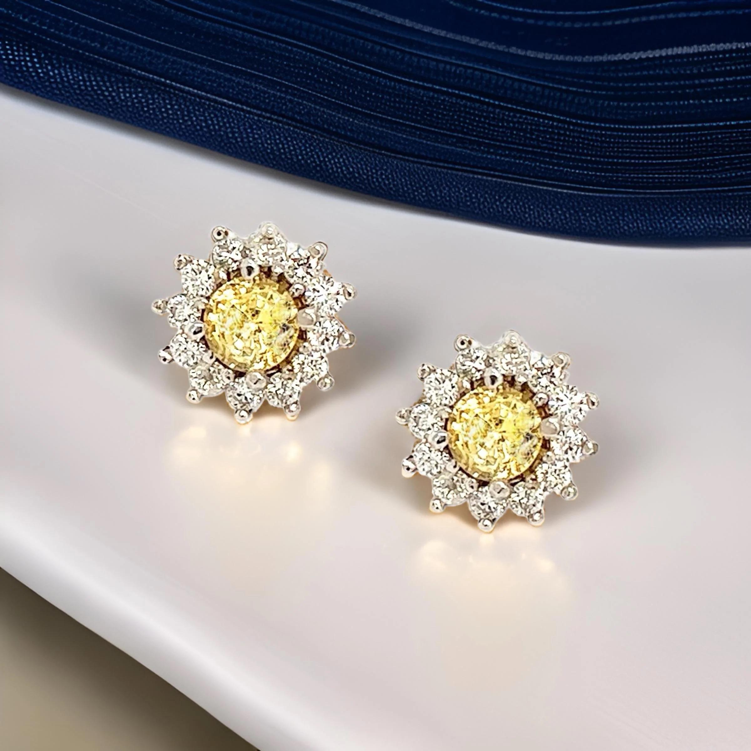Orecchini con zaffiro naturale e diamante in oro 14k 2,91 TCW certificati in vendita 2