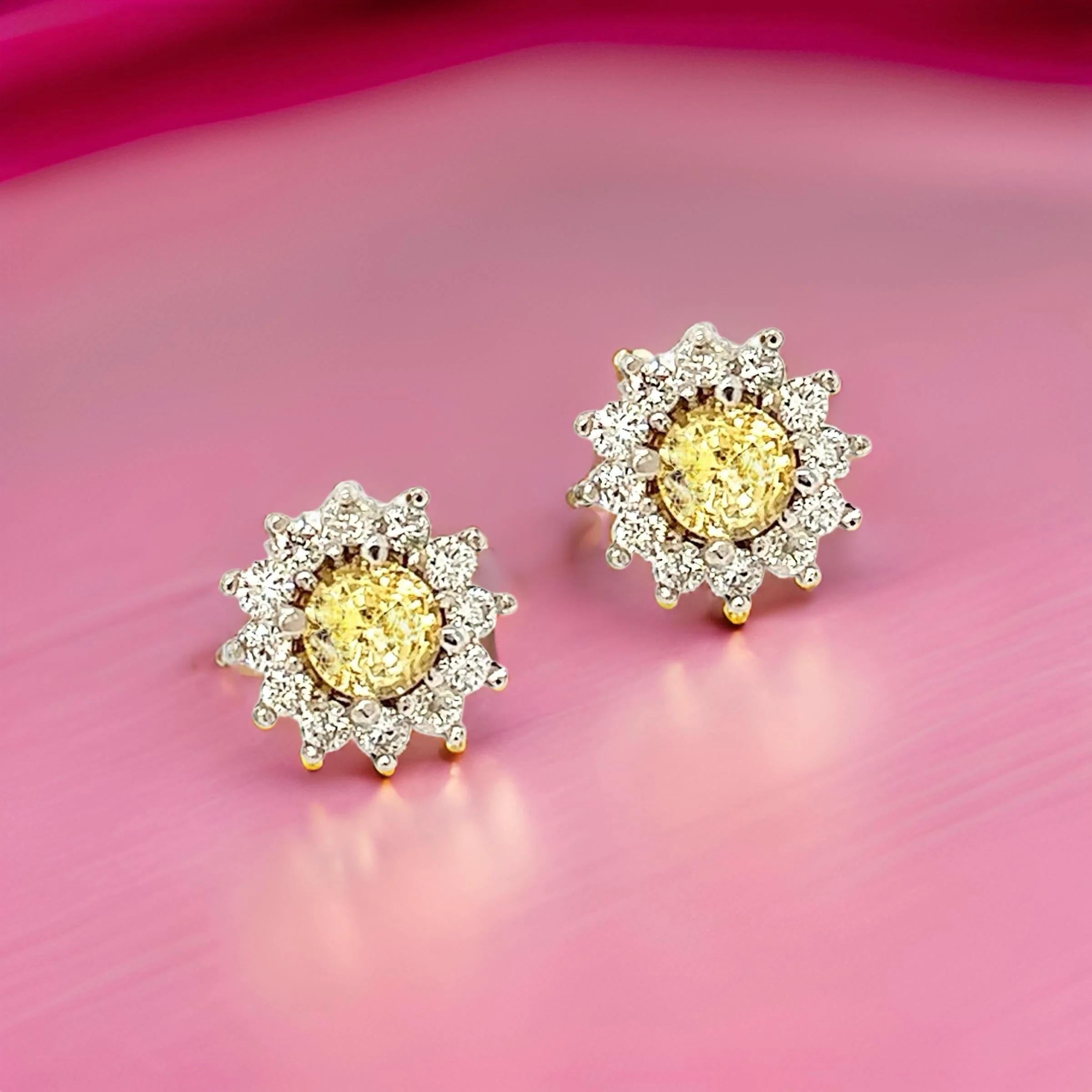 Taglio rotondo Orecchini con zaffiro naturale e diamante in oro 14k 2,91 TCW certificati in vendita