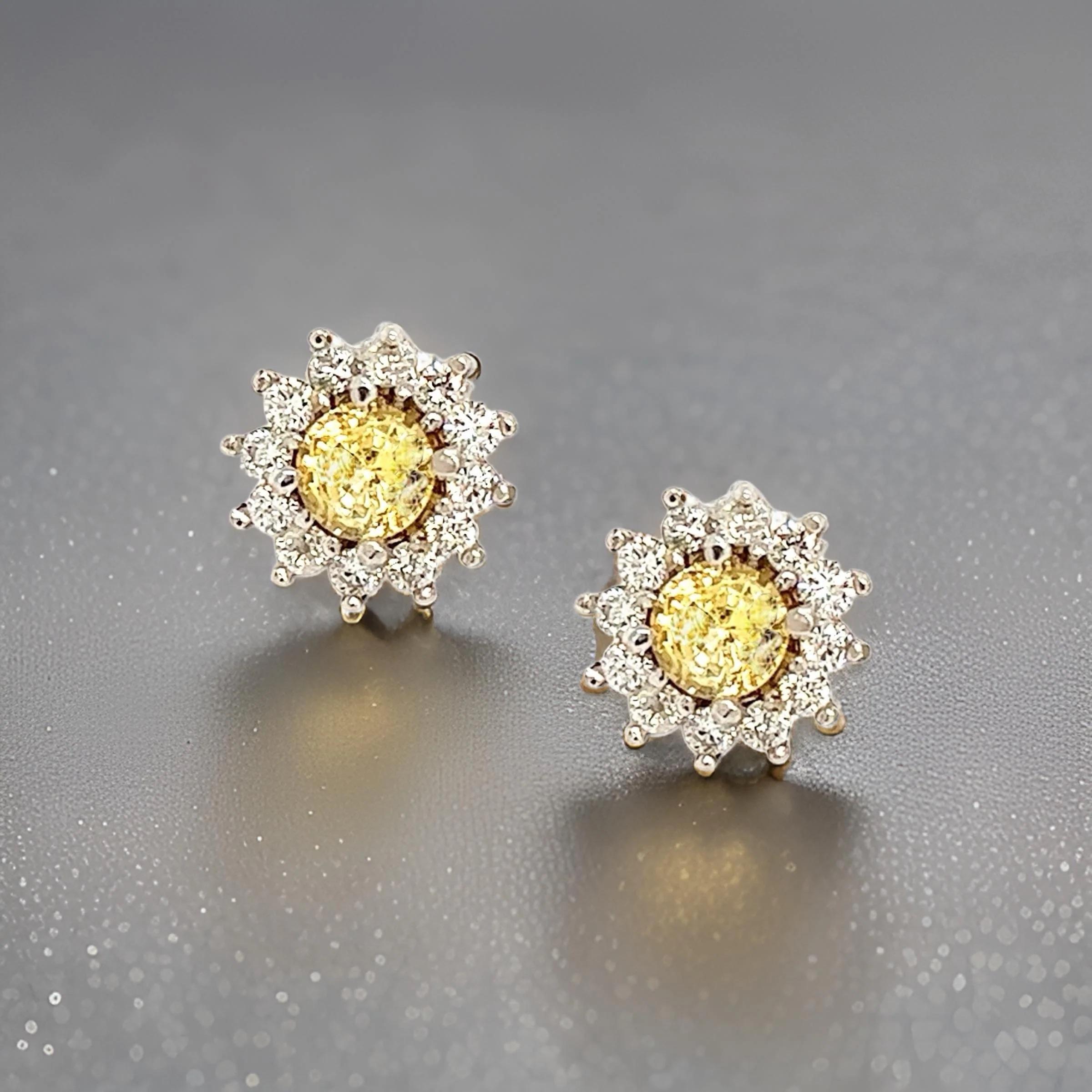 Orecchini con zaffiro naturale e diamante in oro 14k 2,91 TCW certificati in vendita 1