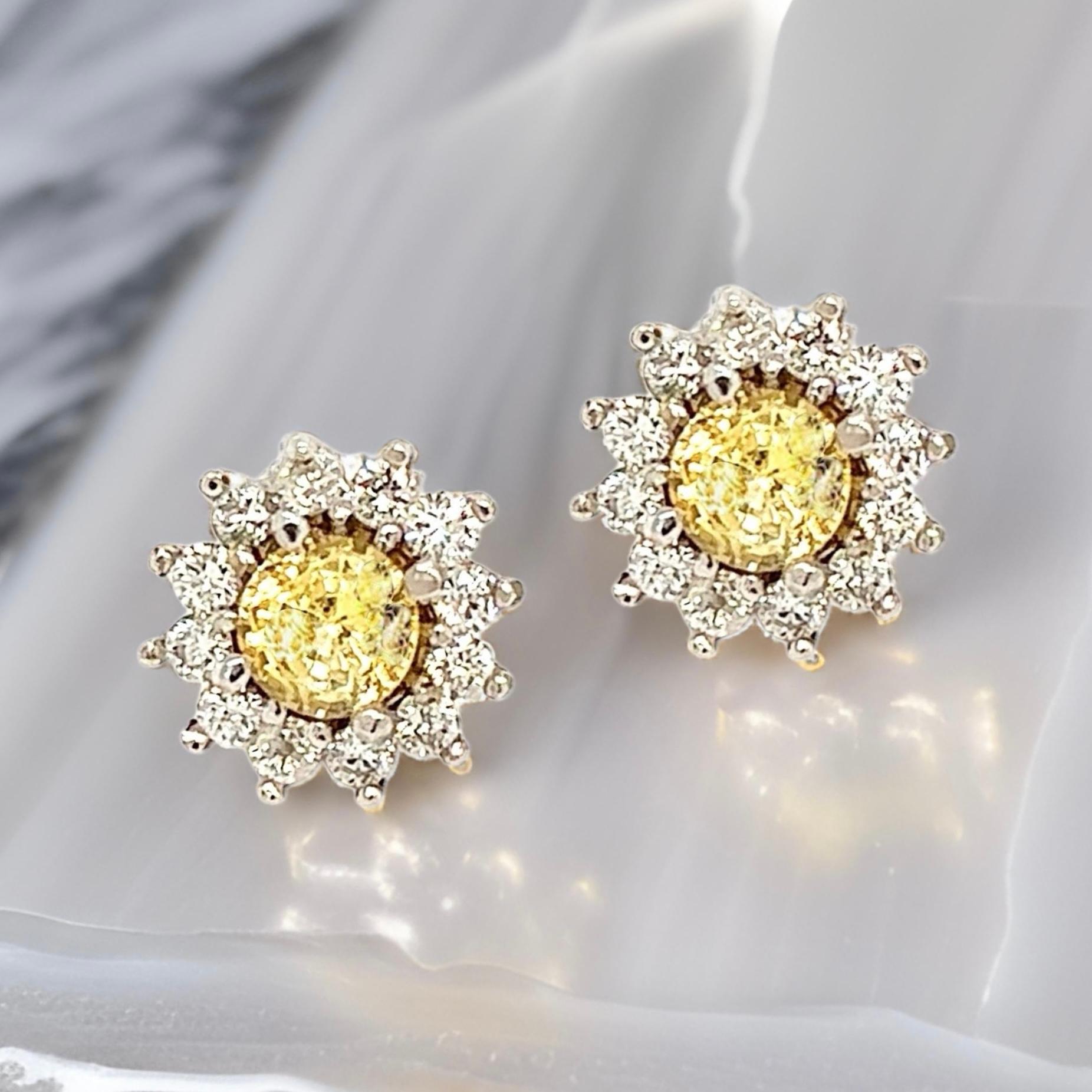 Orecchini con zaffiro naturale e diamante in oro 14k 2,91 TCW certificati in vendita 3