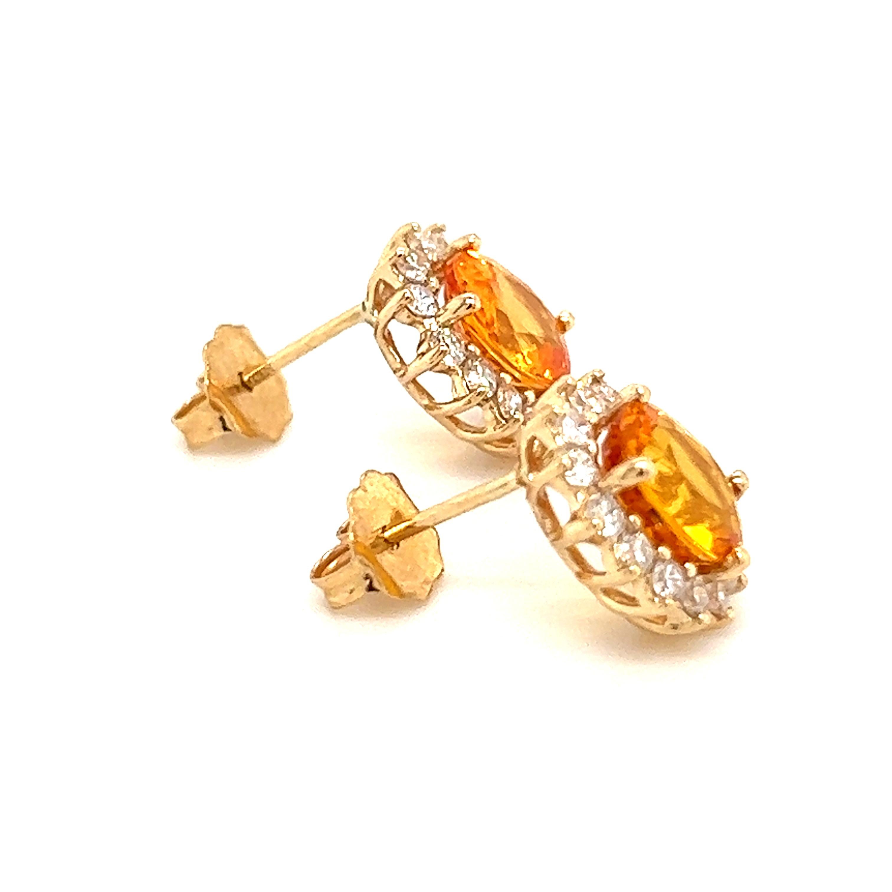 Clous d'oreilles en or 14 carats avec saphirs naturels et diamants, certifiés 3,5 TCW en vente 6