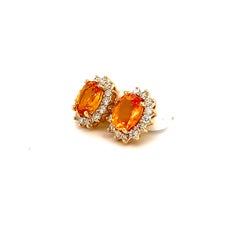 Orecchini con zaffiro naturale e diamante in oro 14k 3,5 TCW certificati