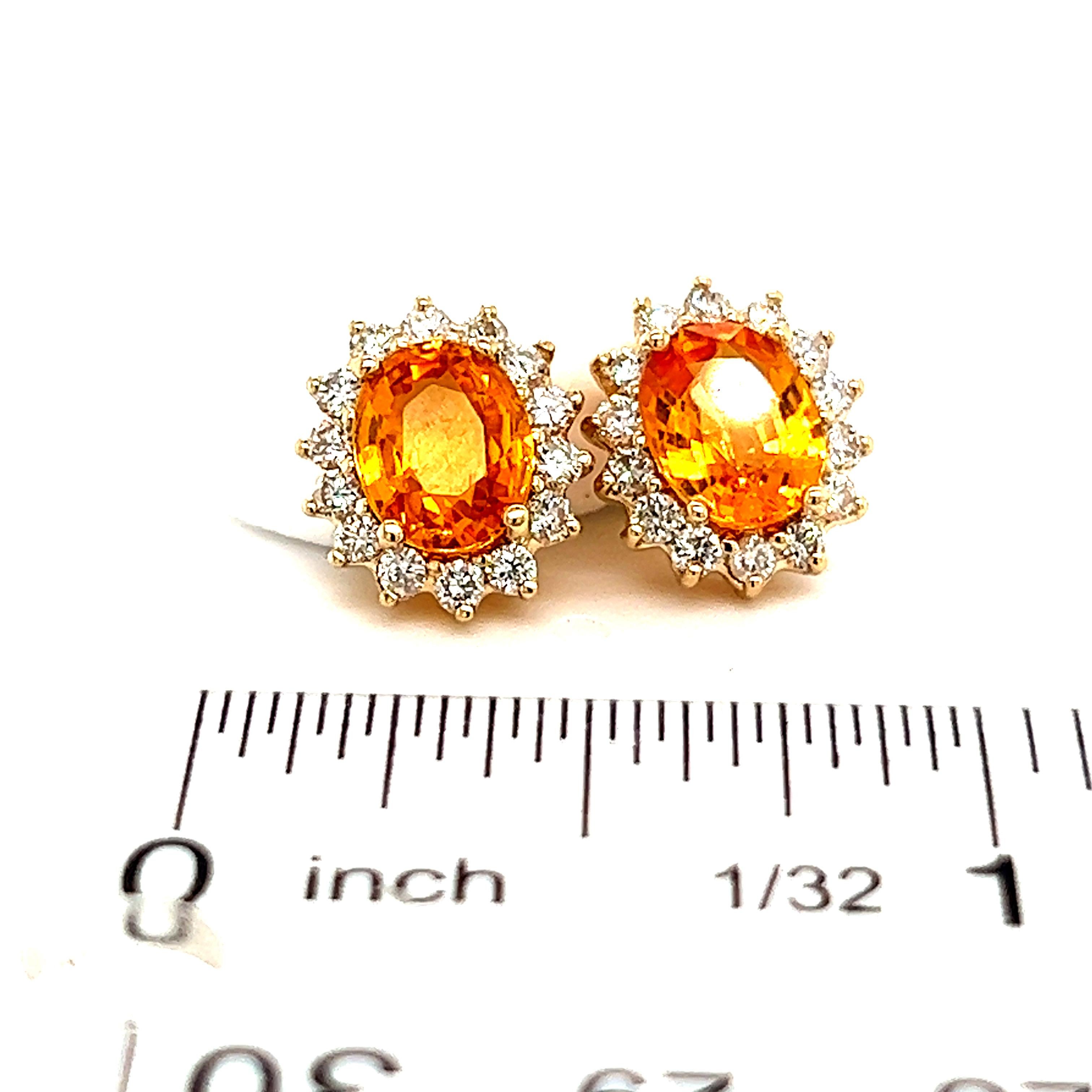 Clous d'oreilles en or 14 carats avec saphirs naturels et diamants, certifiés 3,5 TCW Neuf - En vente à Brooklyn, NY