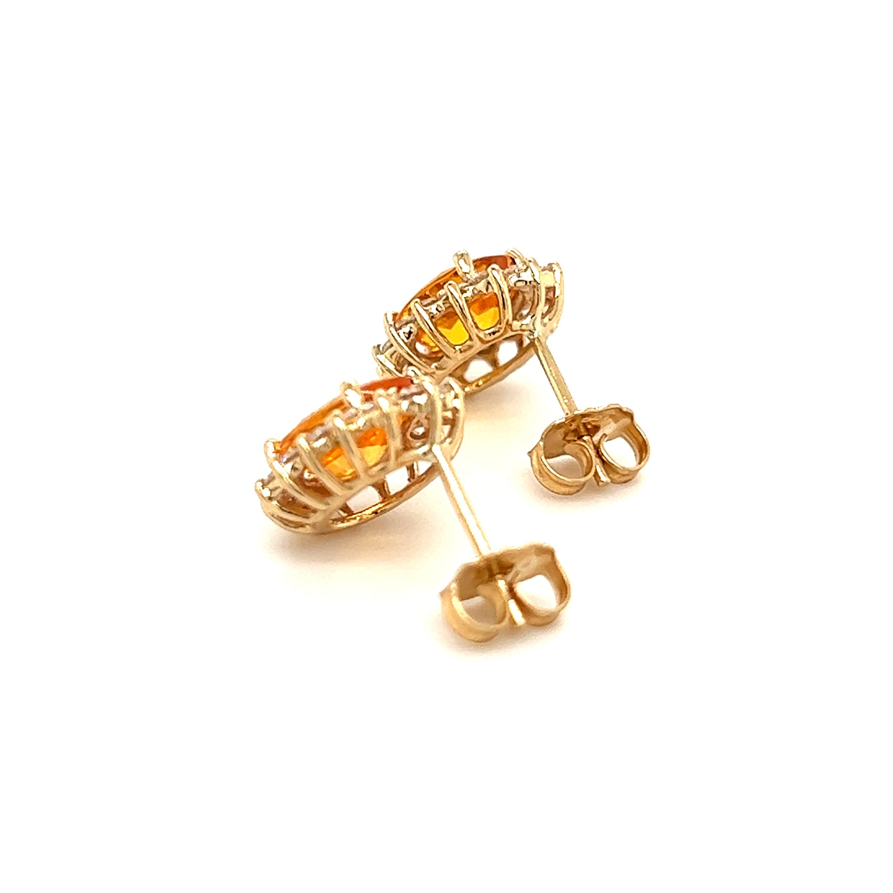 Clous d'oreilles en or 14 carats avec saphirs naturels et diamants, certifiés 3,5 TCW Pour femmes en vente