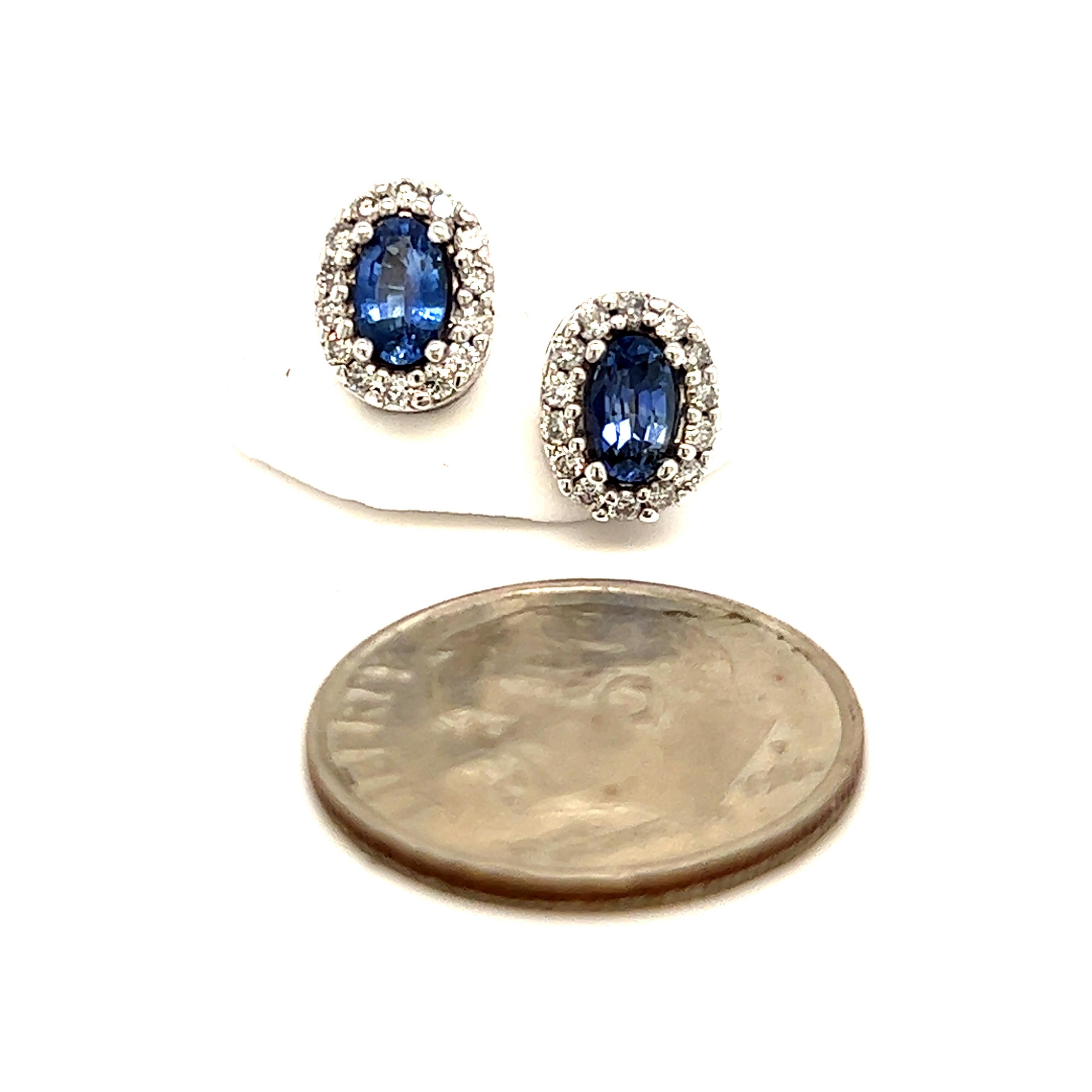 Natural Sapphire Diamond Stud Earrings 14k W Gold 0.64 TCW Certified For Sale 1