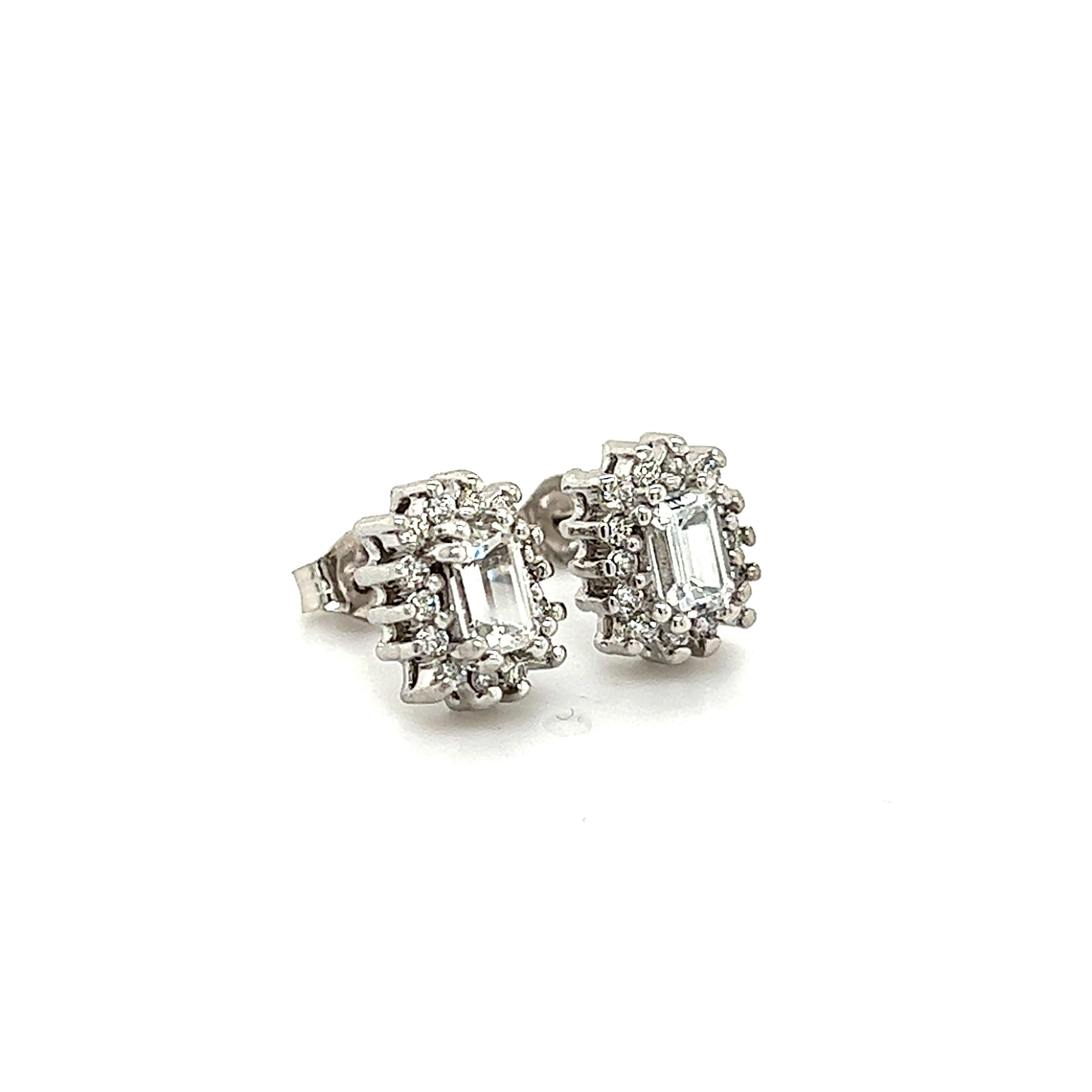Natural Sapphire Diamond Stud Earrings 14k W Gold 0.94 TCW Certified For Sale 3