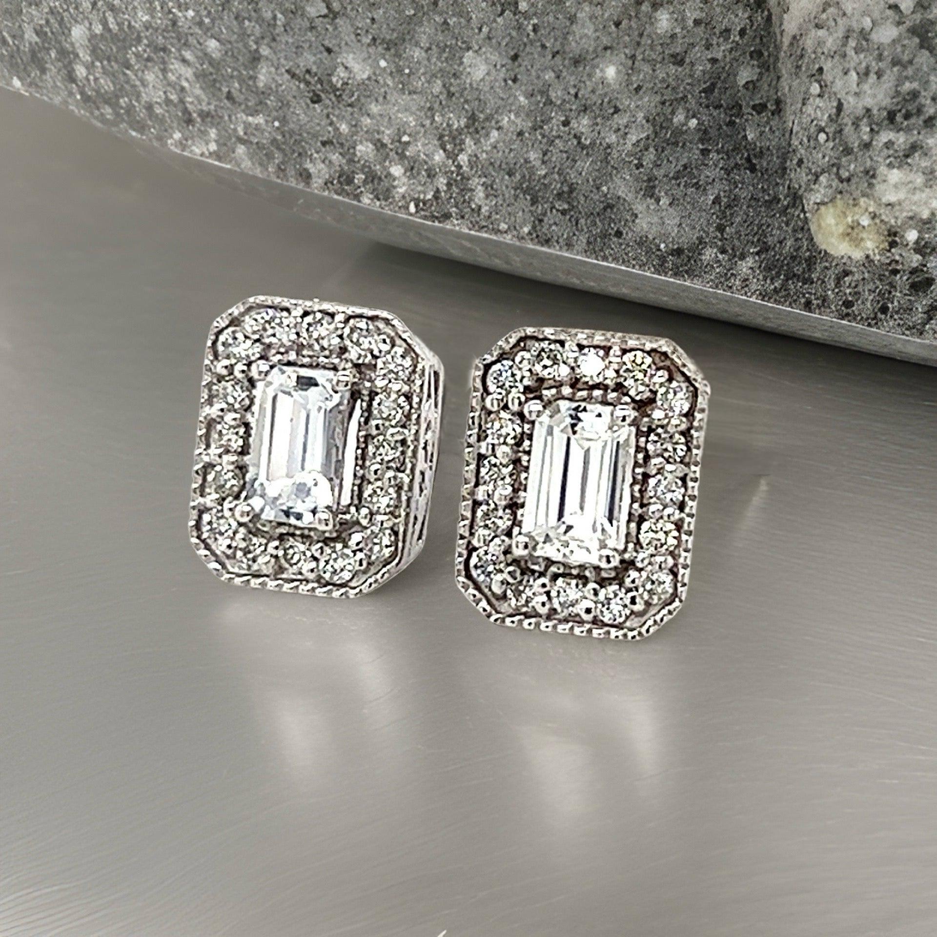 Orecchini con zaffiro naturale e diamante in oro 14k W 0,96 TCW certificati in vendita 5