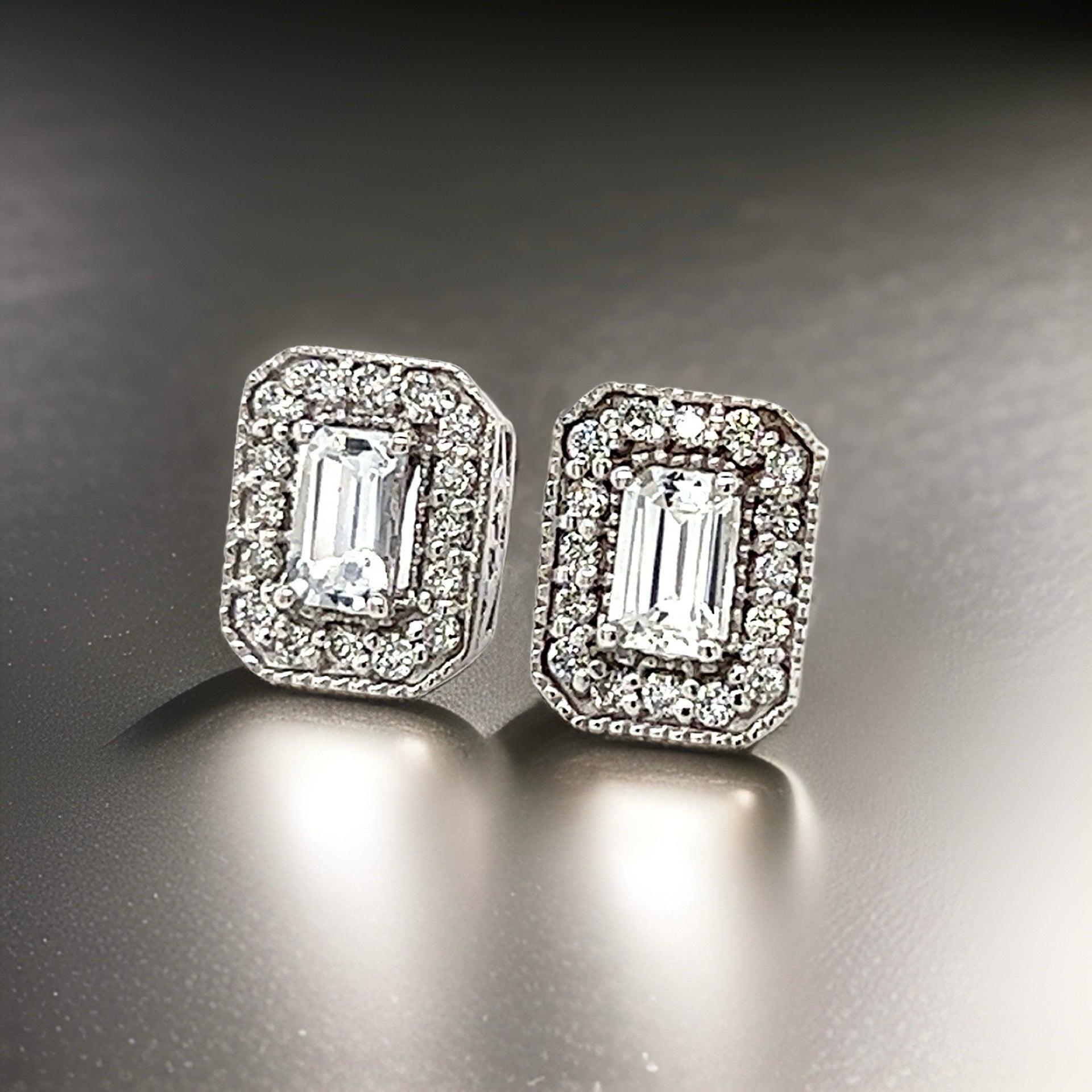 Donna Orecchini con zaffiro naturale e diamante in oro 14k W 0,96 TCW certificati in vendita