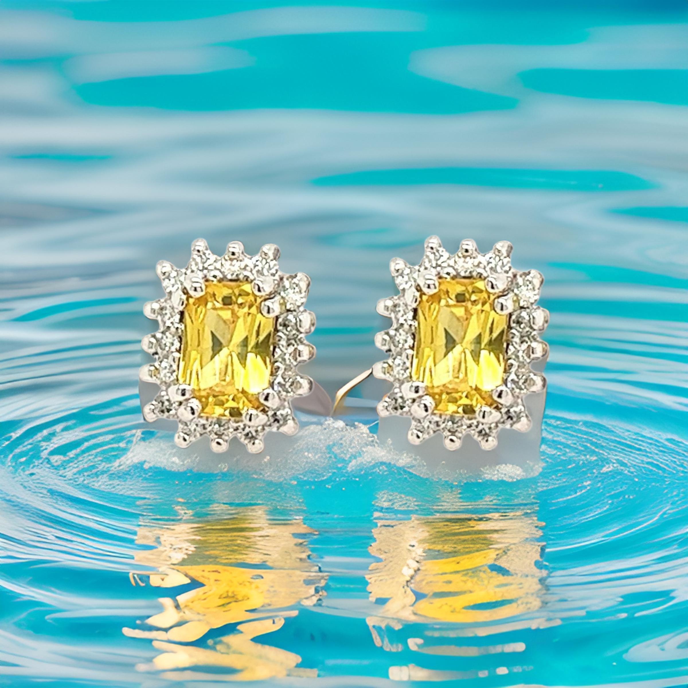 Orecchini con zaffiro naturale e diamante in oro 14k W 1,71 TCW certificati in vendita 7