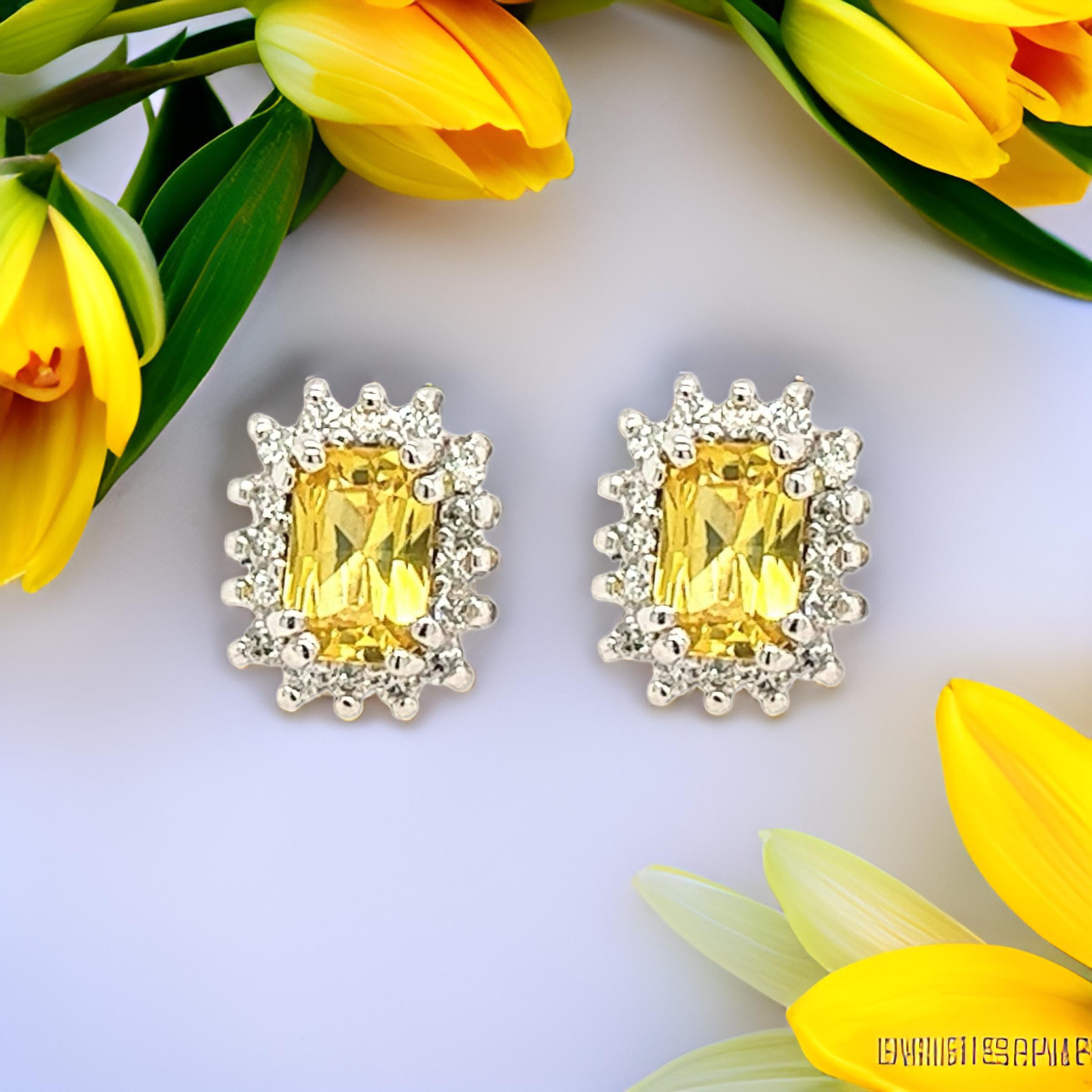 Orecchini con zaffiro naturale e diamante in oro 14k W 1,71 TCW certificati in vendita 8