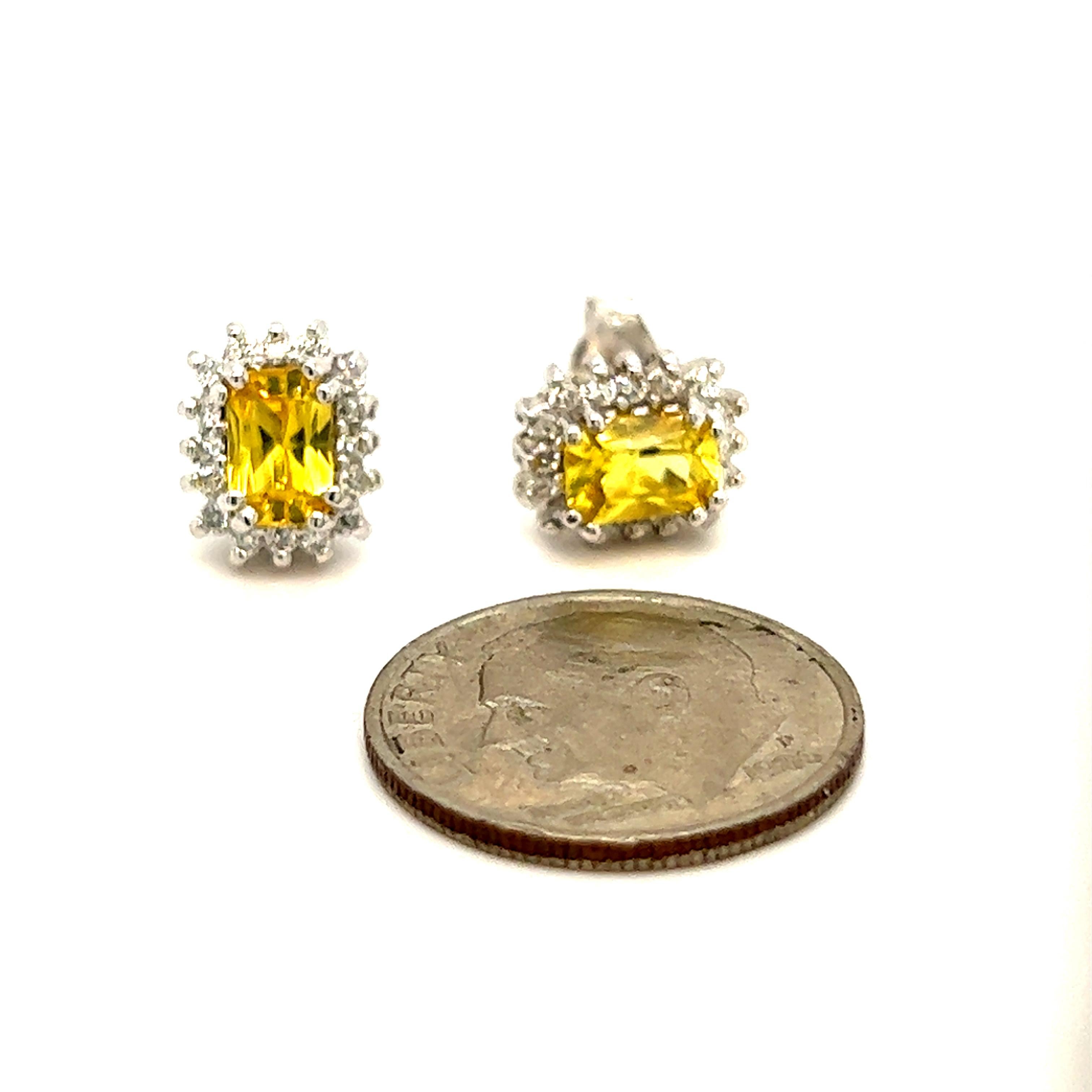 Women's Natural Sapphire Diamond Stud Earrings 14k W Gold 1.71 TCW Certified For Sale