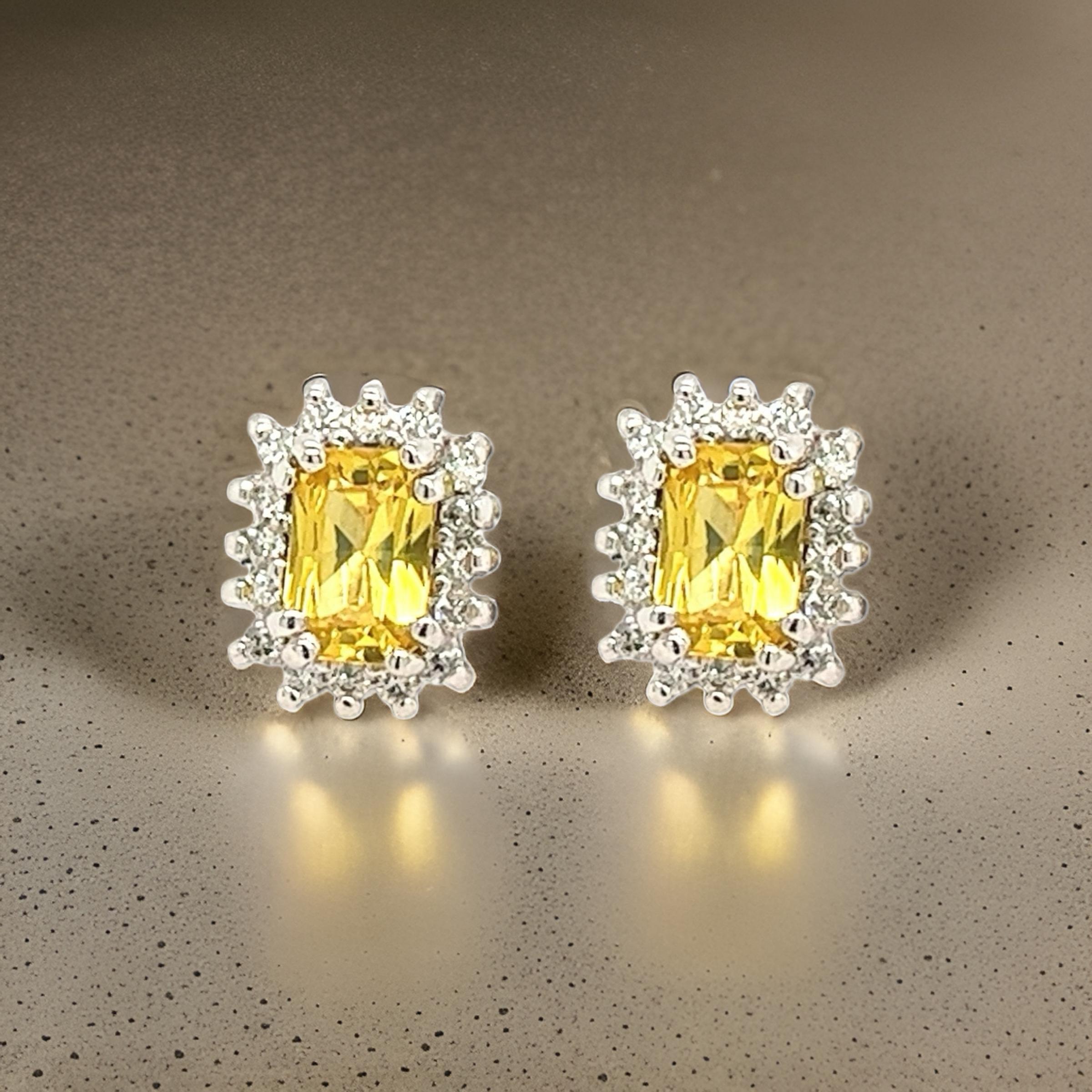 Orecchini con zaffiro naturale e diamante in oro 14k W 1,71 TCW certificati in vendita 1