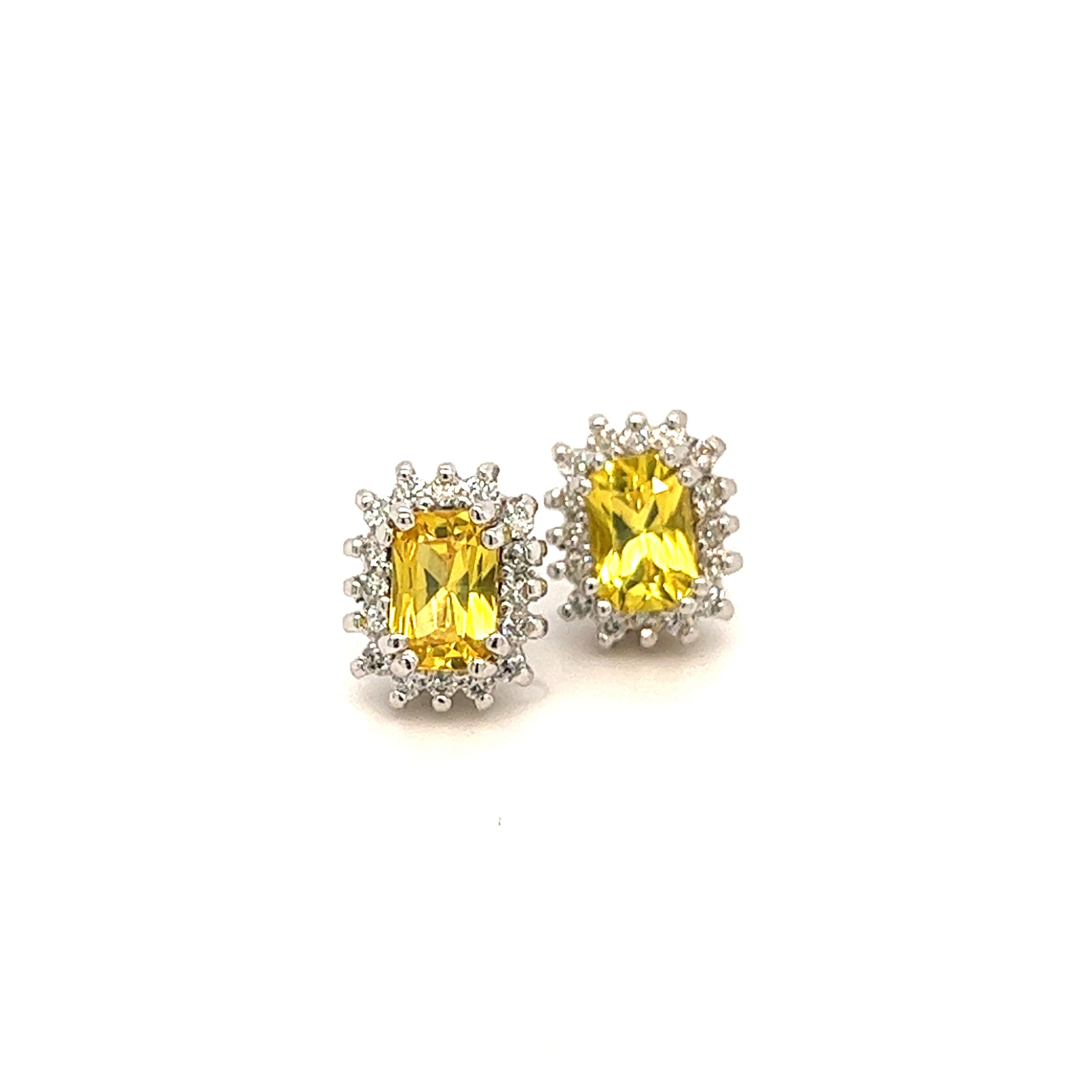 Natural Sapphire Diamond Stud Earrings 14k W Gold 1.71 TCW Certified For Sale 2