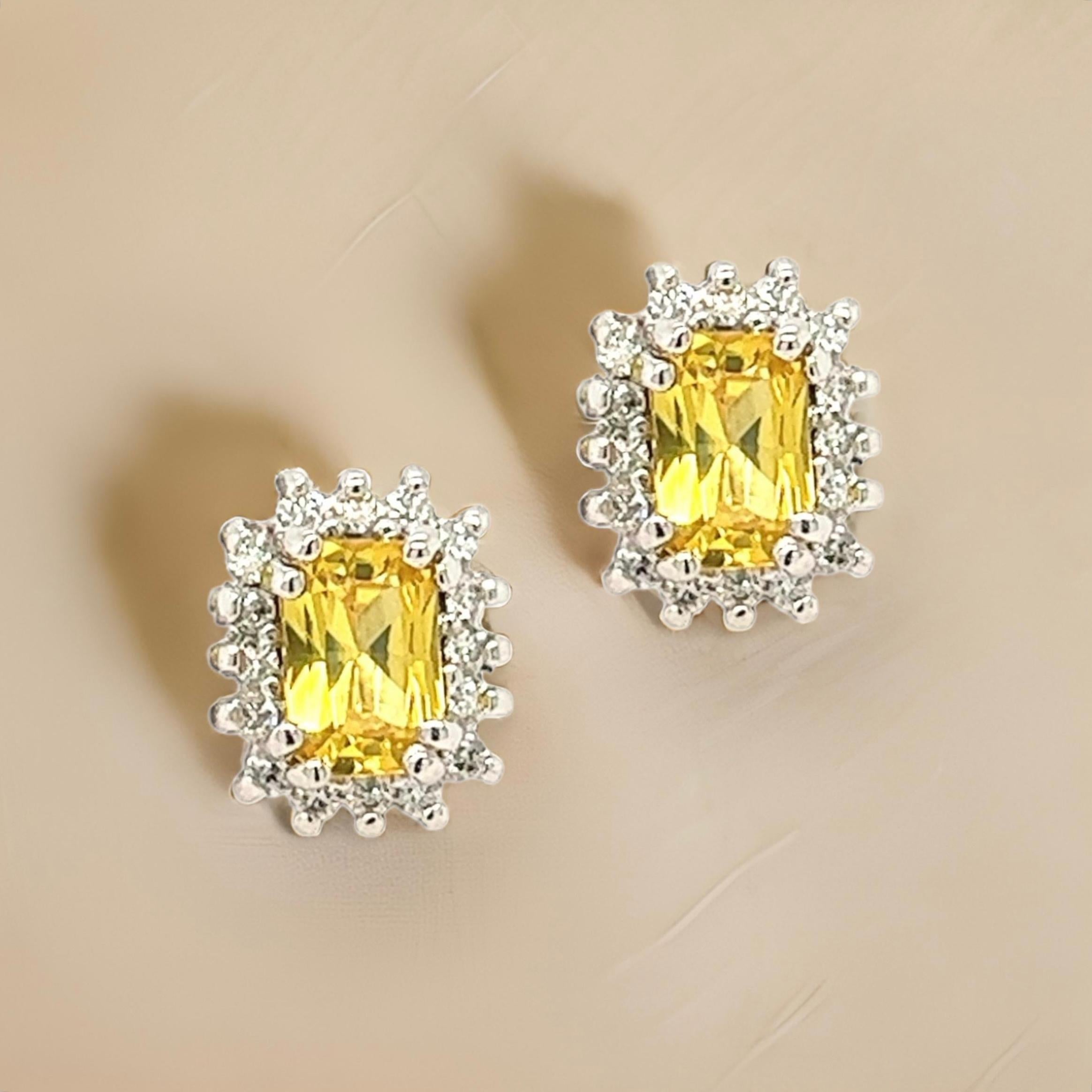 Orecchini con zaffiro naturale e diamante in oro 14k W 1,71 TCW certificati in vendita 2