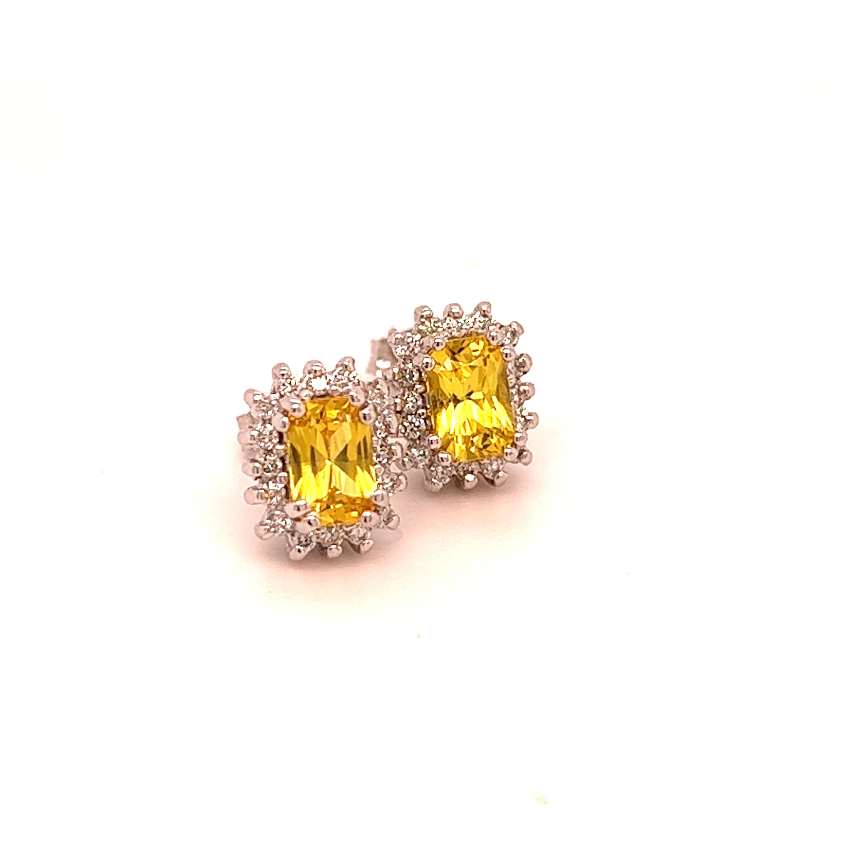 Natural Sapphire Diamond Stud Earrings 14k W Gold 1.71 TCW Certified For Sale 3