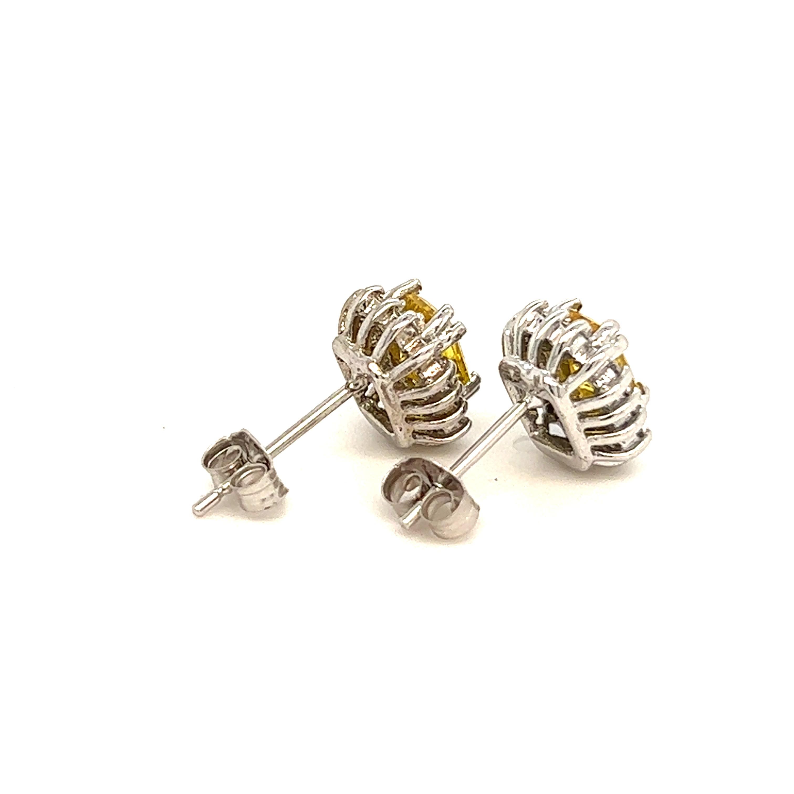 Orecchini con zaffiro naturale e diamante in oro 14k W 1,71 TCW certificati in vendita 3