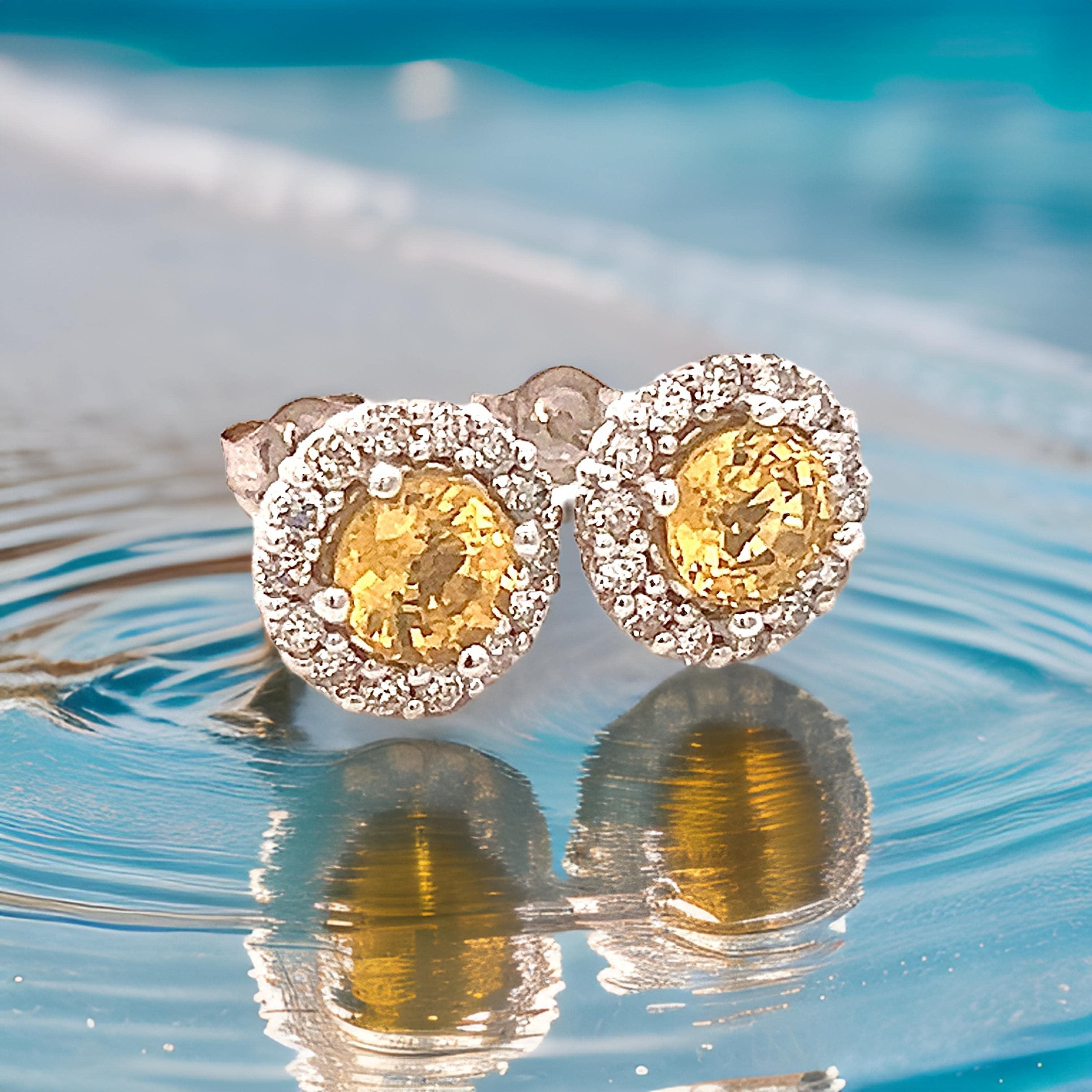 Orecchini con zaffiro naturale e diamante in oro 14k W certificati 2,84 TCW in vendita 1