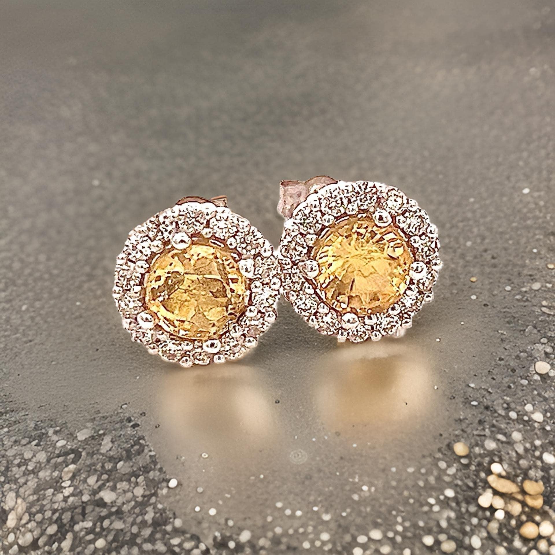 Orecchini con zaffiro naturale e diamante in oro 14k W certificati 2,84 TCW in vendita 3