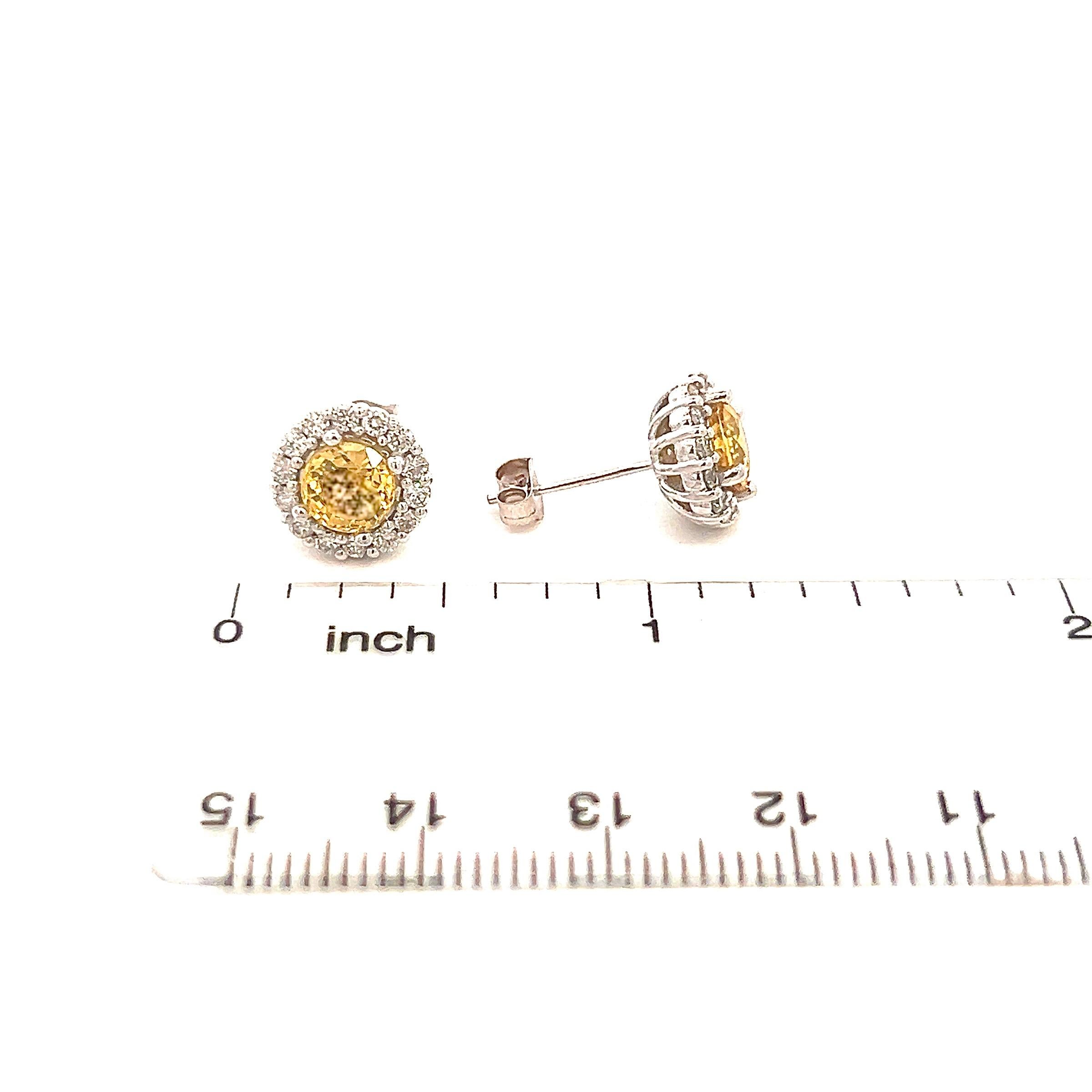 Orecchini con zaffiro naturale e diamante in oro 14k W certificati 2,84 TCW in vendita 4