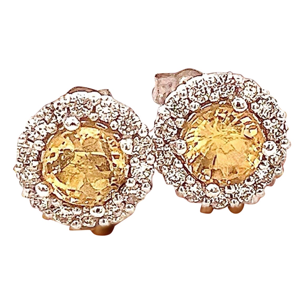Ohrstecker mit natürlichem Saphir und Diamant 14k W Gold 2,84 TCW zertifiziert