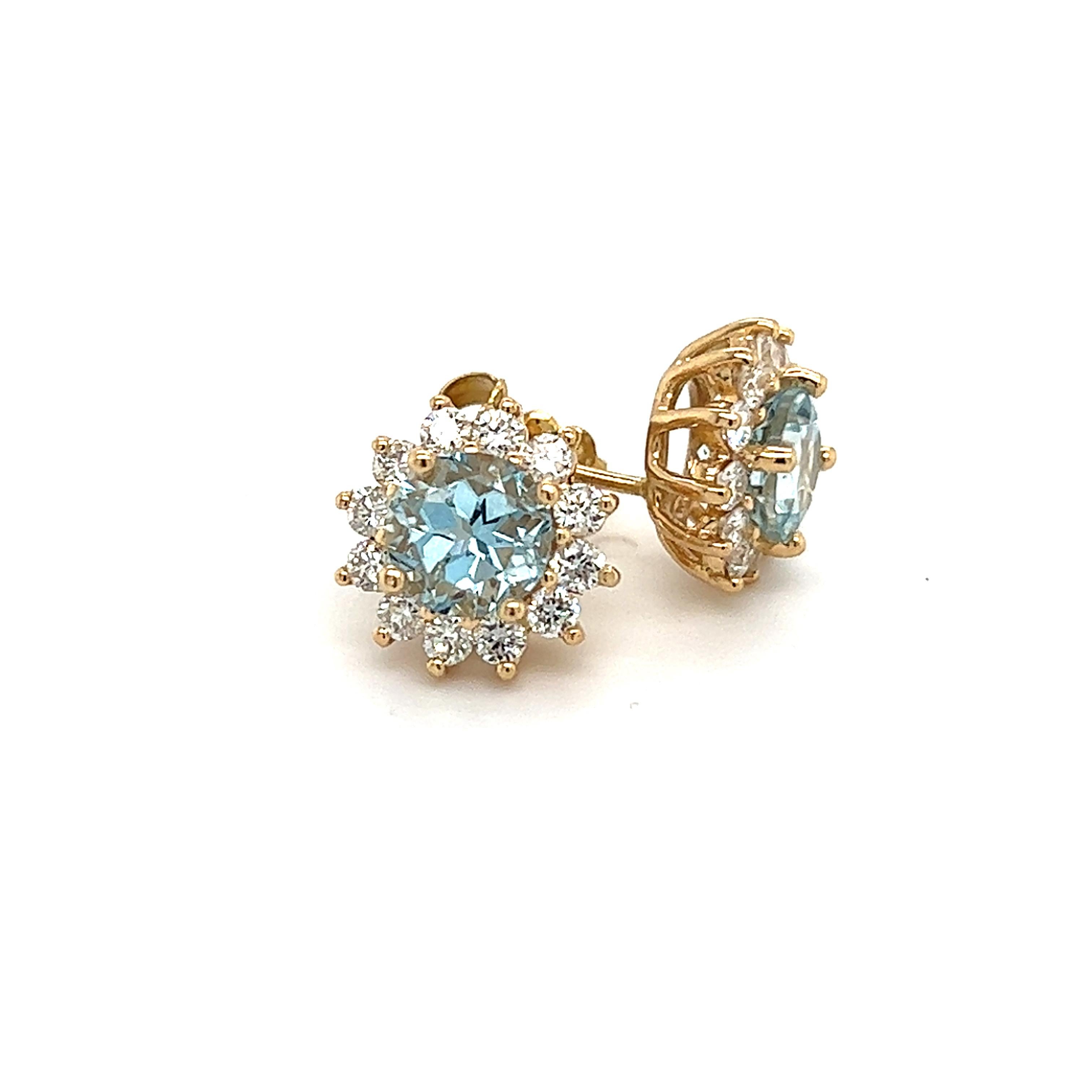 Natural Sapphire Diamond Stud Earrings 14k W Gold 4.98 Tcw Certified For Sale 1