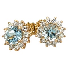 Natural Sapphire Diamond Stud Earrings 14k W Gold 4.98 Tcw Certified