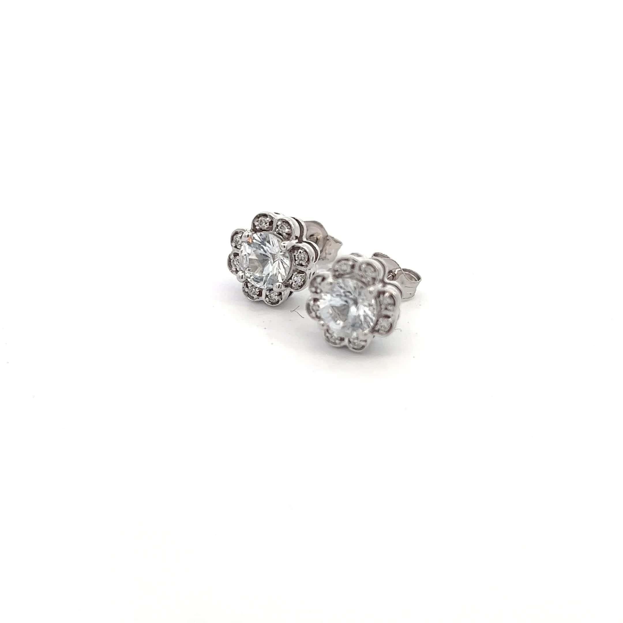 Natural Sapphire Diamond Stud Earrings 14k White Gold 1.62 TCW Certified For Sale 5