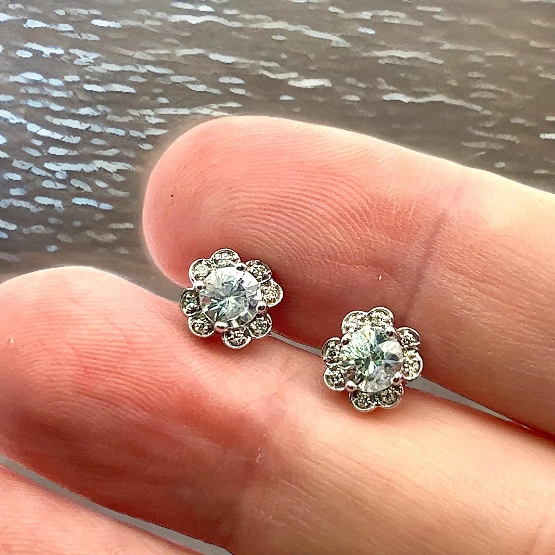 Natural Sapphire Diamond Stud Earrings 14k White Gold 1.62 TCW Certified For Sale 8