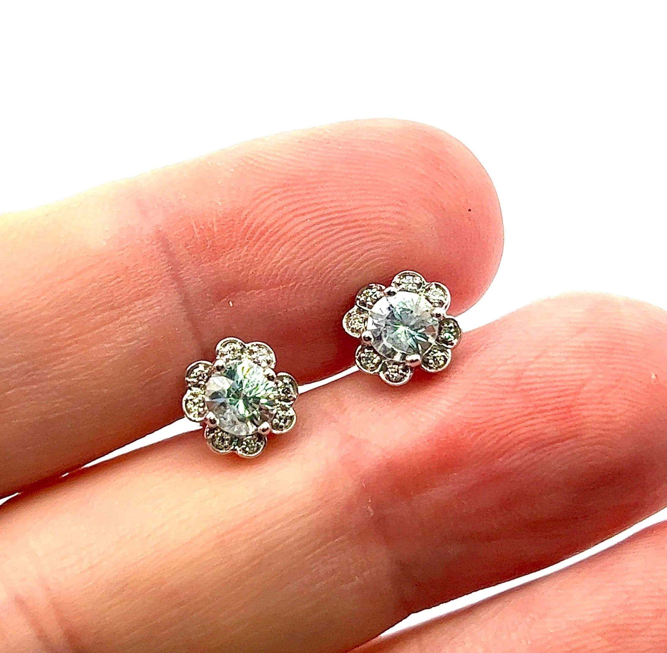 Natural Sapphire Diamond Stud Earrings 14k White Gold 1.62 TCW Certified For Sale 11