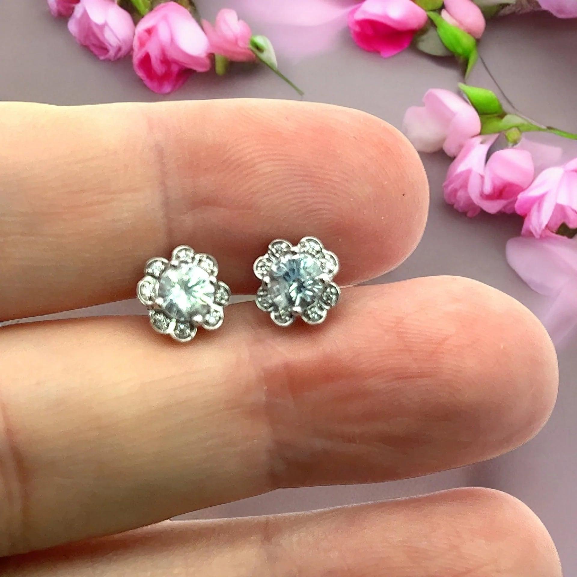 Natural Sapphire Diamond Stud Earrings 14k White Gold 1.62 TCW Certified For Sale 13