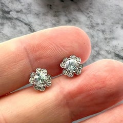Ohrstecker mit natürlichem Saphir und Diamant 14k Weißgold 1,62 TCW zertifiziert