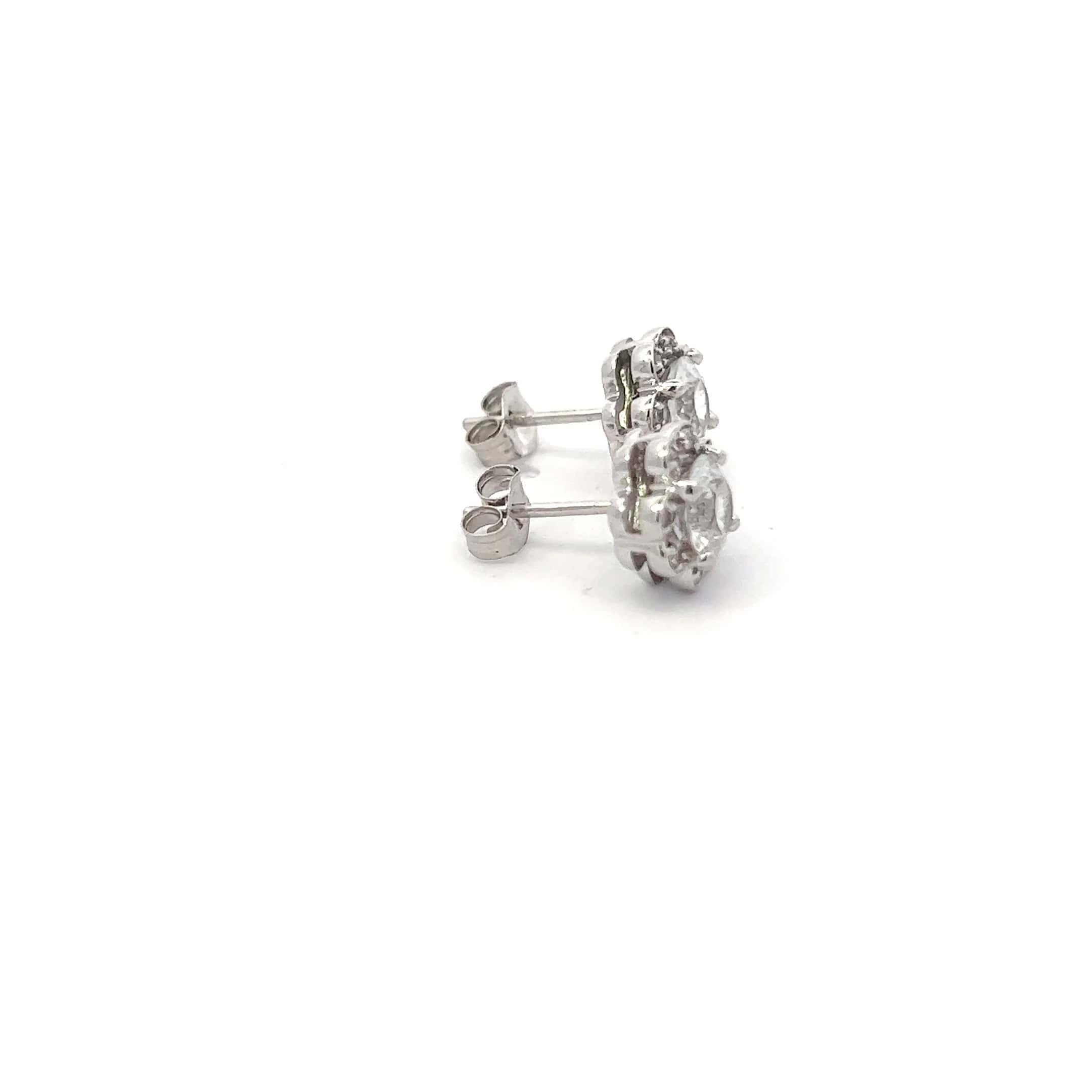 Mixed Cut Natural Sapphire Diamond Stud Earrings 14k White Gold 1.62 TCW Certified For Sale