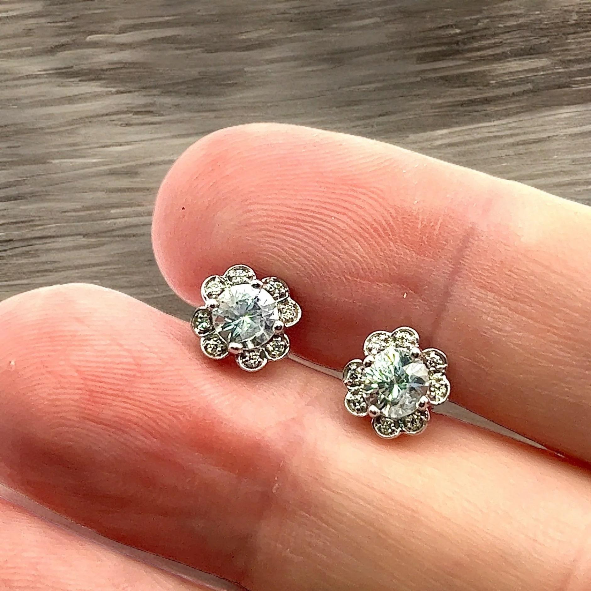 Natural Sapphire Diamond Stud Earrings 14k White Gold 1.62 TCW Certified For Sale 4