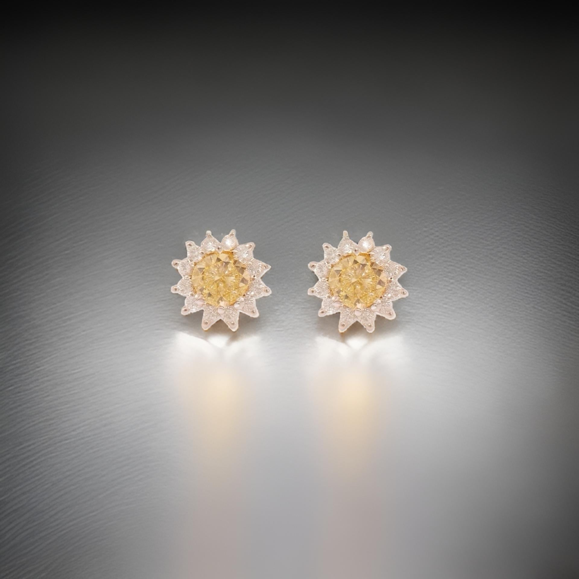 Boucles d'oreilles saphir naturel et diamant en or jaune 14k 2 TCW Certified en vente 5